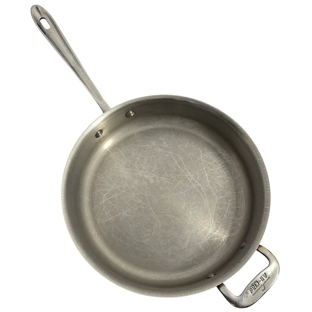 All-Clad Stainless Steel 12 Inch Saute Pan with Lid Helper Handle Silver